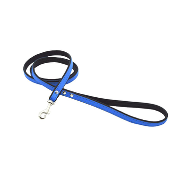 Comme un Roi - Laisse Cuir Ajustable So Funky Bleu/Noir pour Chiens - TU