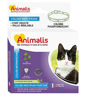 Animalis - Collier Antiparasitaire Phosphorescent pour Chat - 35cm