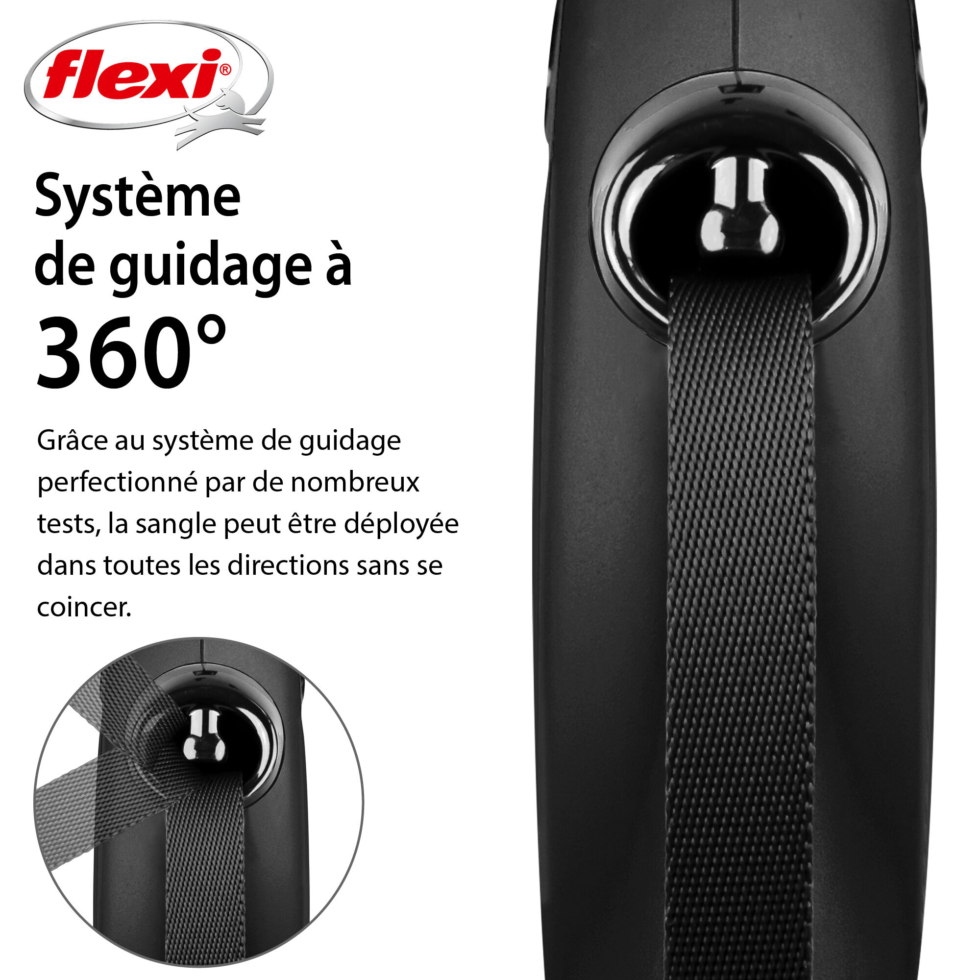 Flexi - Laisse &agrave; Enrouleur Classic Sangle L pour Chiens - 5m/ Noir Image num&eacute;ro 4