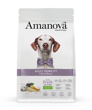 Amanova - Croquettes Adult Mobility au Poisson pour Chiens - 10Kg