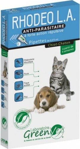 Greenvet - Pipettes R&eacute;pulsives RHODEO L.A Actifs Naturels Chiots et Chatons - 4x0,375ml Image num&eacute;ro 1