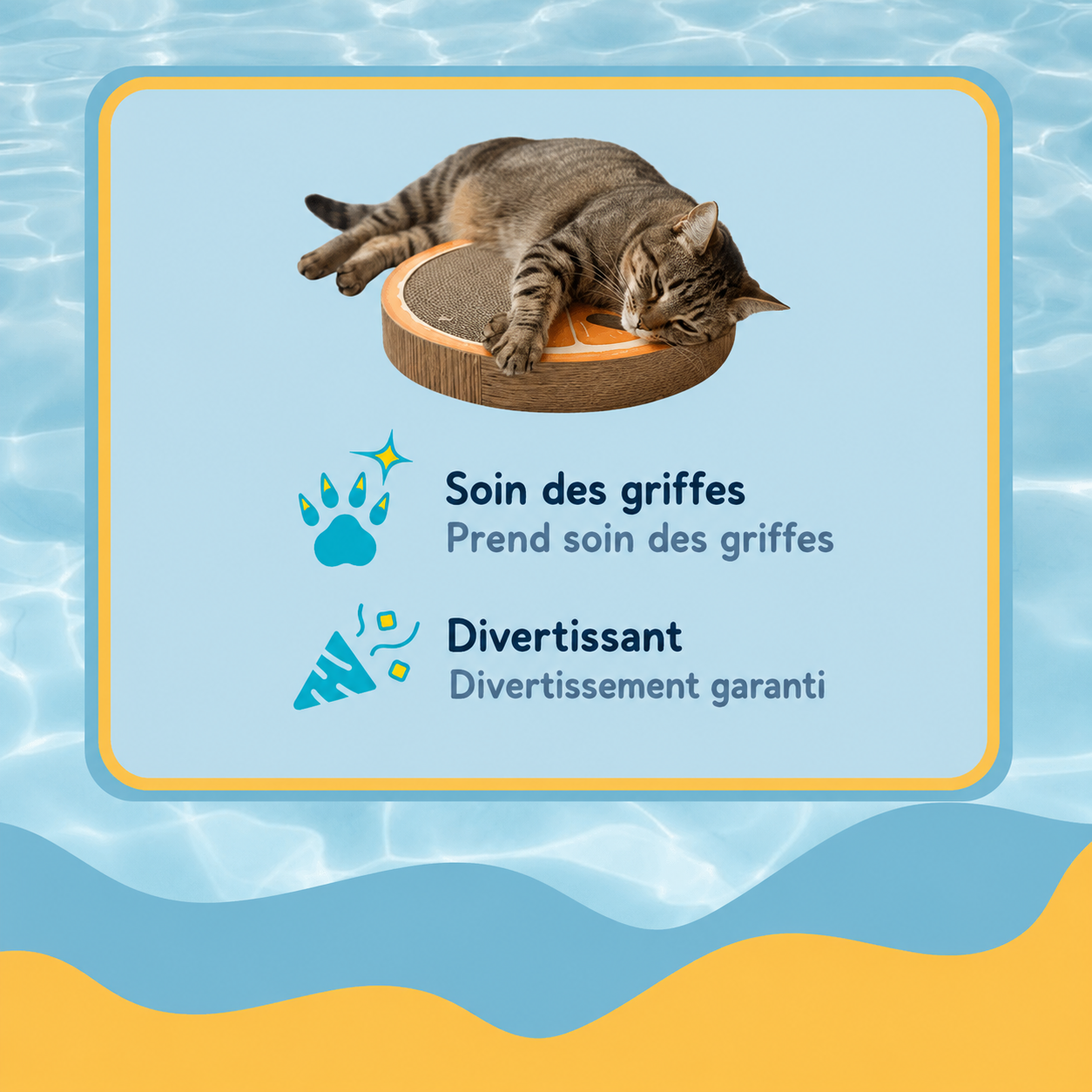 Summer Vibes - Griffoir Orange avec Herbe &agrave; Chat - 38cm Image num&eacute;ro 4