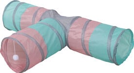 Kerbl - Tunnel Triangle Turquoise Rose et Gris pour Chats - Ø25x80x50cm