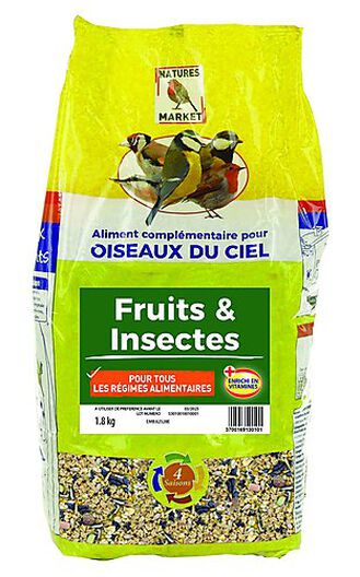 Mélange de graine pour oiseaux avec fruit et insecte
