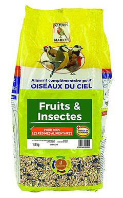 Natures Markets - Mélange de Fruits et Insectes pour Oiseaux du Ciel - 1,8Kg