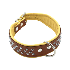 Comme Un Roi - Collier Cuir Clouté So Chic Caramel pour Chien