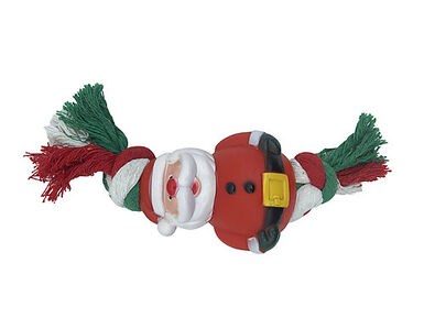 Christmas DOG TOY - Père Noël Vinyle avec Corde pour Chien - 25cm