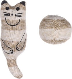 Flamingo - Jouet Faci + Balle Rayé pour Chats - Brun