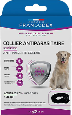 Francodex - Collier Antiparasitaire Icardine pour Grands Chiens - Noir