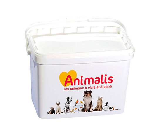 conteneur à croquettes à roulettes chien - JMT Alimentation Animale