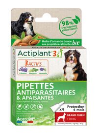ActiPlant'3 - Pipettes Antiparasitaires et Apaisantes Bio pour Grand Chien - x3
