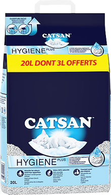 Catsan - Litière Minérale Hygiene Plus pour Chat - 20L dont 3L Gratuits