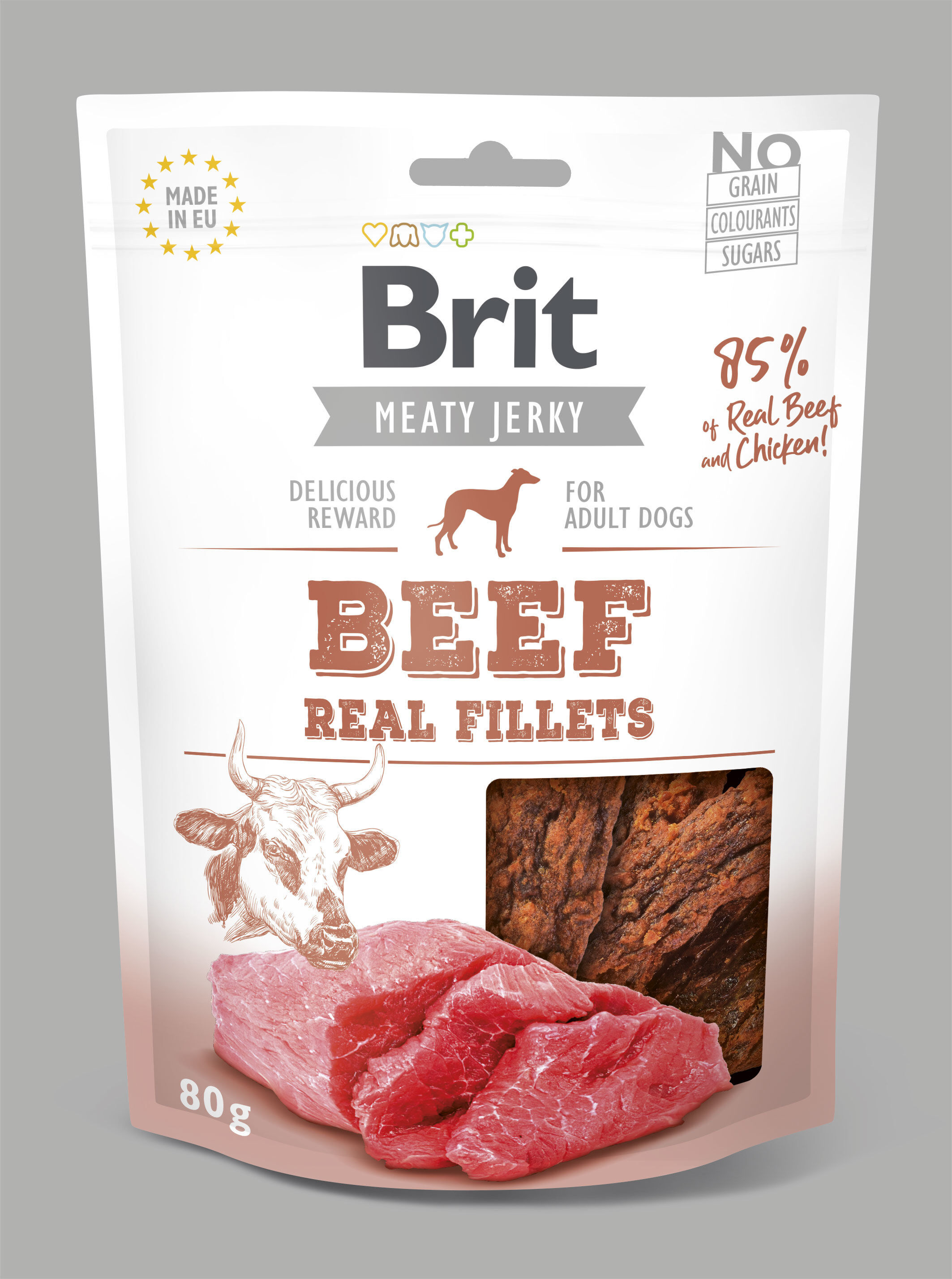 Brit - Friandises Jerky Filet de Boeuf pour Chiens - 80g Image num&eacute;ro 1