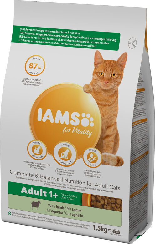 Iams - Croquettes Vitality Chat Adulte A l'agneau - 1,5kg Image numéro 1 Iams - Croquettes Vitality Chat Adulte A l'agneau - 1,5kg Image numéro 1