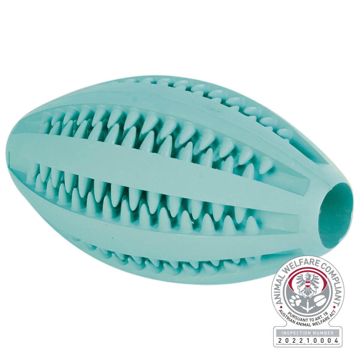 Trixie - Denta Fun Rugby menthe en caoutchouc naturel - 11 cm Image num&eacute;ro 1