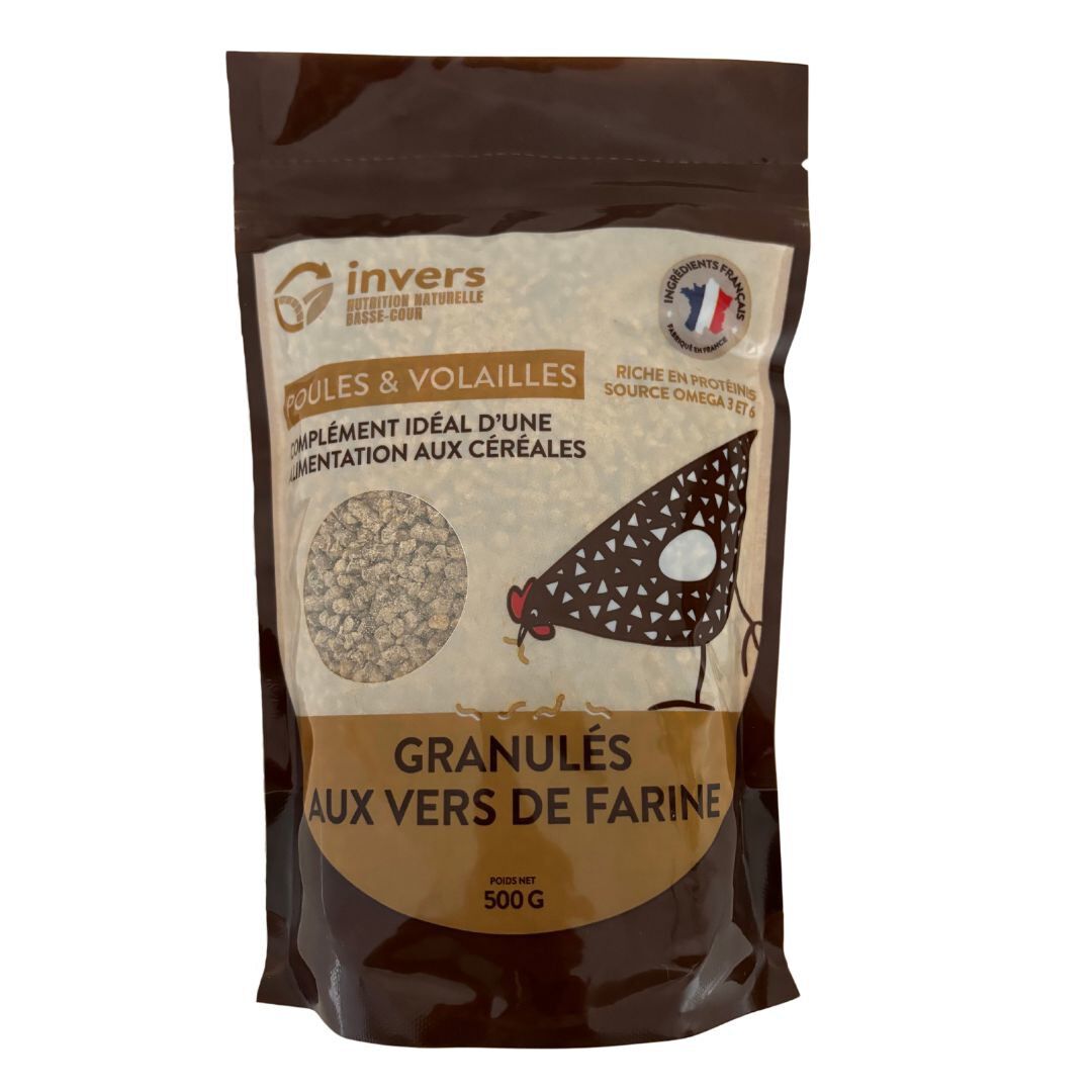Invers - Granul&eacute;s aux Vers de Farine pour Poules & Volailles - 500g Image num&eacute;ro 1