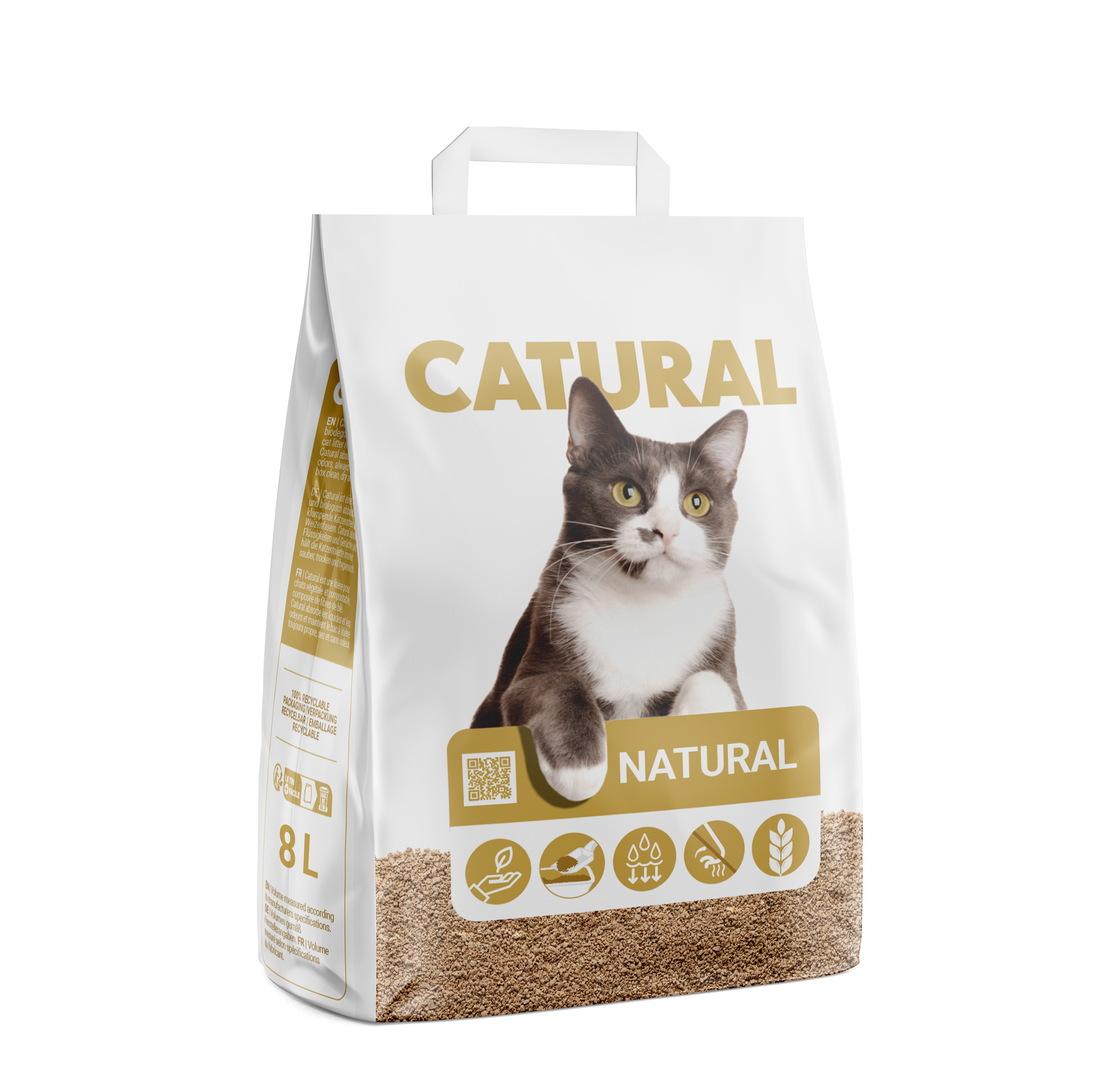 Catural - Liti&egrave;re Naturelle Biod&eacute;gradable Agglom&eacute;rante - 8L Image num&eacute;ro 1