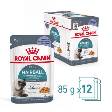 ROYAL CANIN - SACHET FRAICHEUR HAIRBALL EN GELEE CHAT ADULTE REDUCTION DES BOULES DE POILS - 12x85g