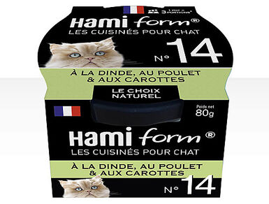 Hamiform - Les Cuisinés N°14 Dinde Poulet Carottes pour Chat - 80g