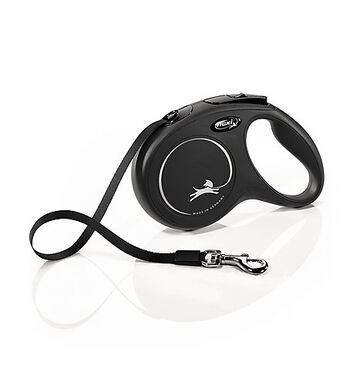 Flexi - Laisse à Enrouleur Classic Sangle Noir M pour Chiens - 5m