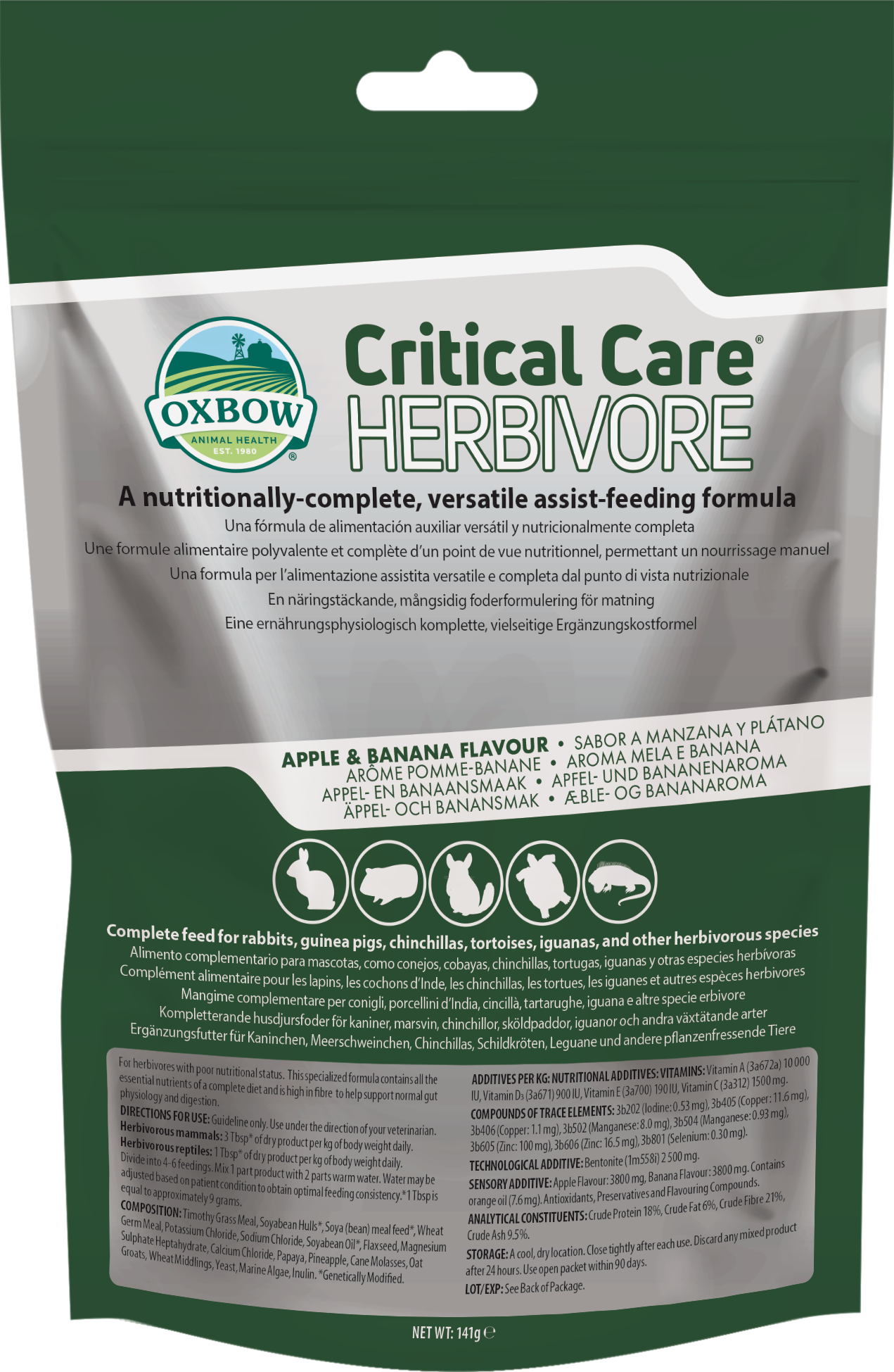 Oxbow - Aliment en Poudre Critical Care Pomme et Banane Herbivore - 141g  Image num&eacute;ro 1