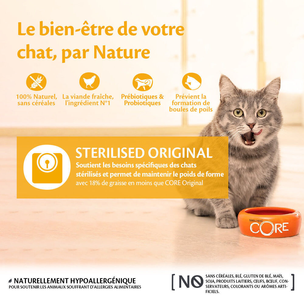 Wellness CORE - Croquettes Sterilised Poulet et Dinde pour Chat - 1,75Kg Image num&eacute;ro 2