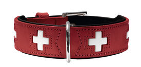 Hunter - Collier Swiss en Cuir de Bœuf Rouge et Noir