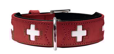 Hunter - Collier Swiss en Cuir de Bœuf Rouge et Noir