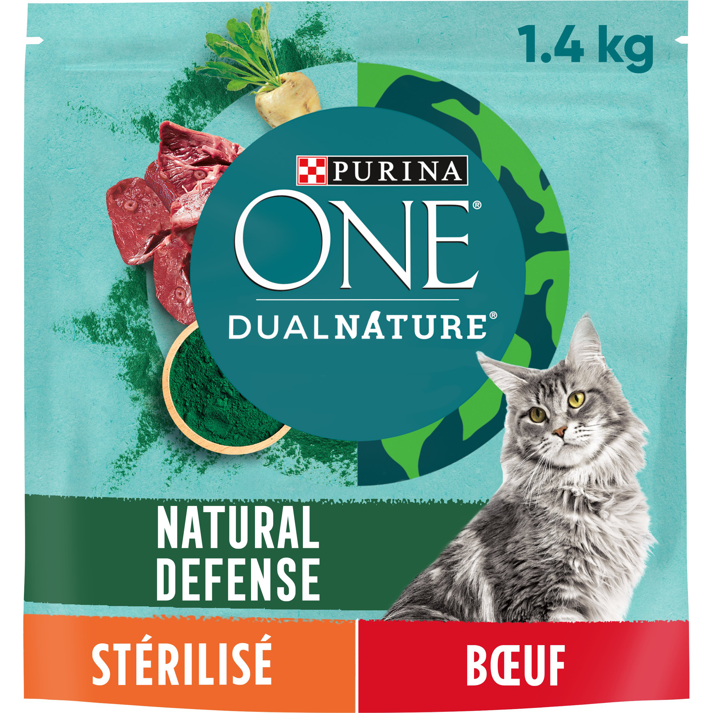 Purina One - Croquettes DUALNATURE Chat St&eacute;rilis&eacute; Spiruline B&oelig;uf - 1,4kg Image num&eacute;ro 4