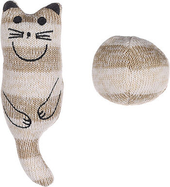 Flamingo - Jouet Faci + Balle Rayé pour Chats - Brun