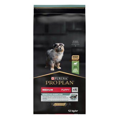 Pro Plan - Croquettes OPTIDIGEST Medium Sensitive Digestion Agneau pour Chiot - 12Kg