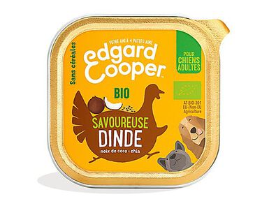Edgard & Cooper - Barquette BIO à la Dinde avec Noix de Coco et Chia pour Chien - 100g