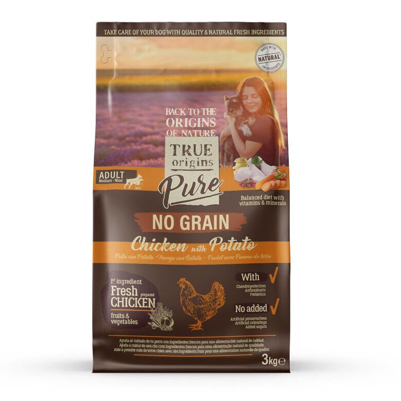 True Origins Pure - Croquettes au Poulet sans C&eacute;r&eacute;ales pour Chien Adulte - 3kg Image num&eacute;ro 1