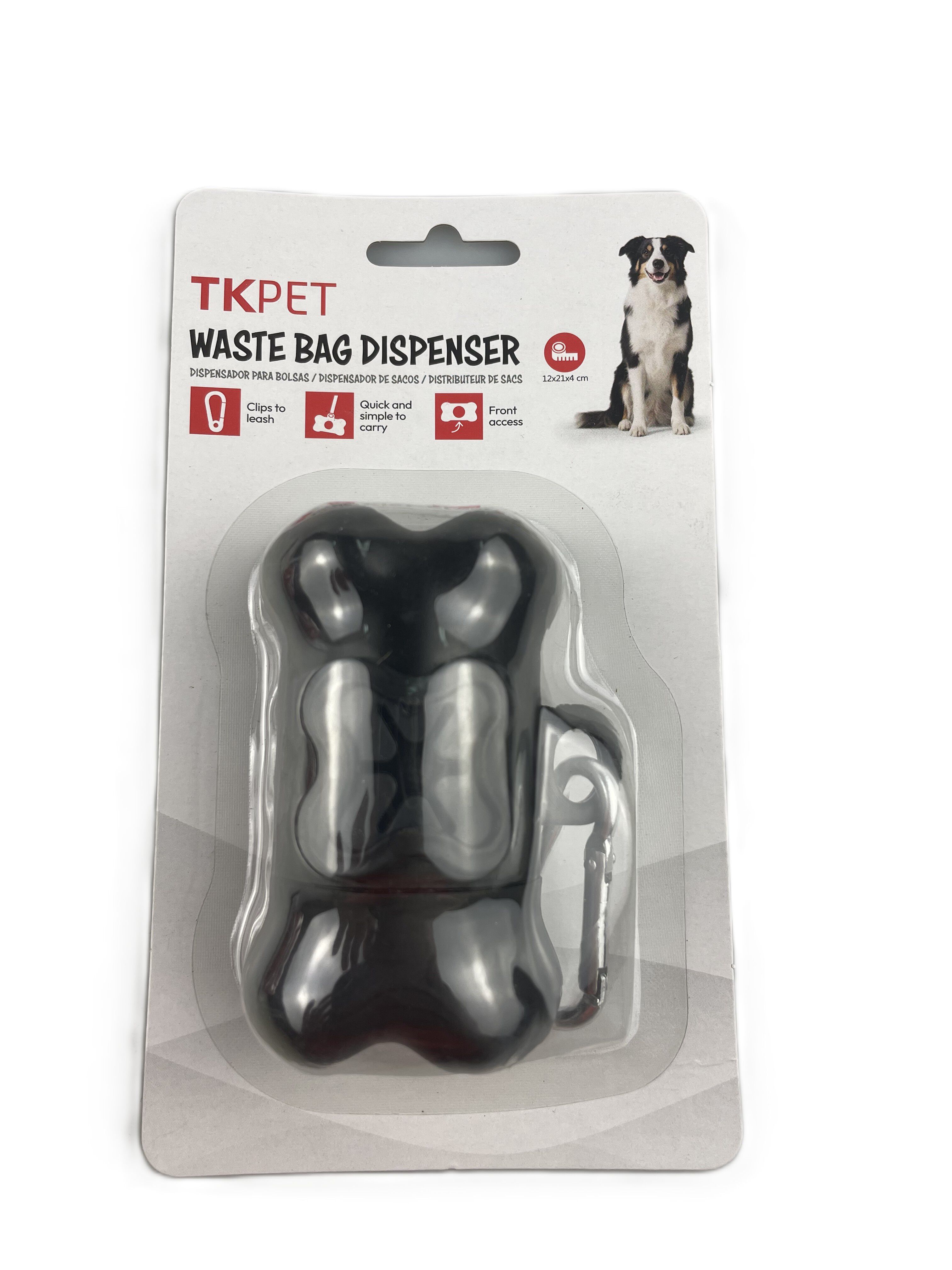 TKPET &ndash; Distributeur de Sacs avec Mousqueton pour Chiens - Noir Image num&eacute;ro 2