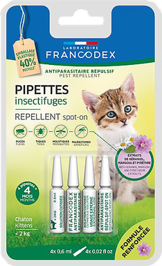 Francodex - Pipettes Antiparasitaires Répulsives pour Chatons - x4