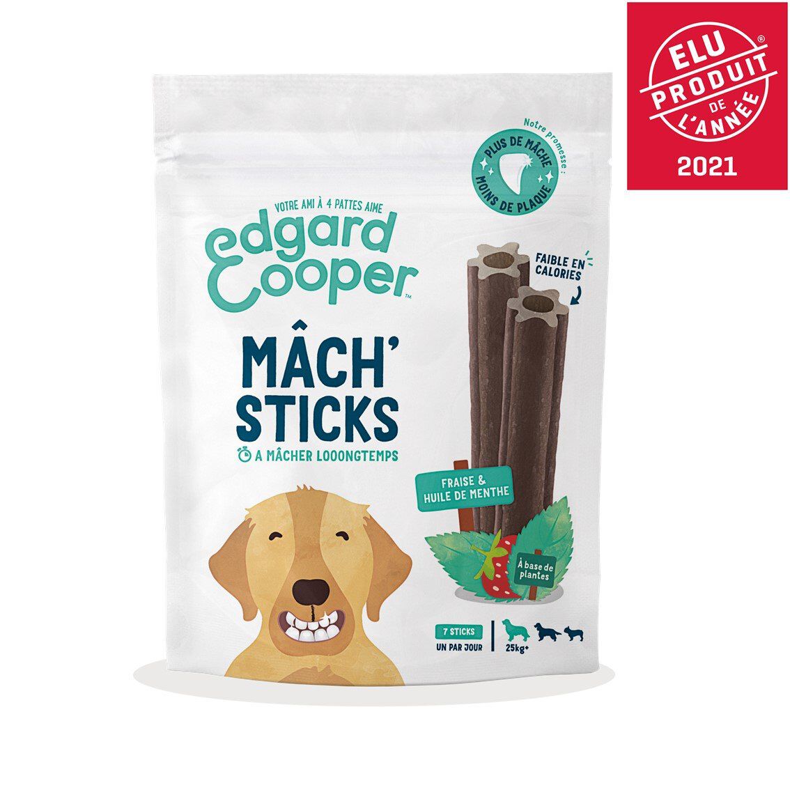 Edgard & Cooper - Sticks &agrave; M&acirc;cher Dental Naturel &agrave; la Menthe et Fraise fraiche pour Chien - L Image num&eacute;ro 1