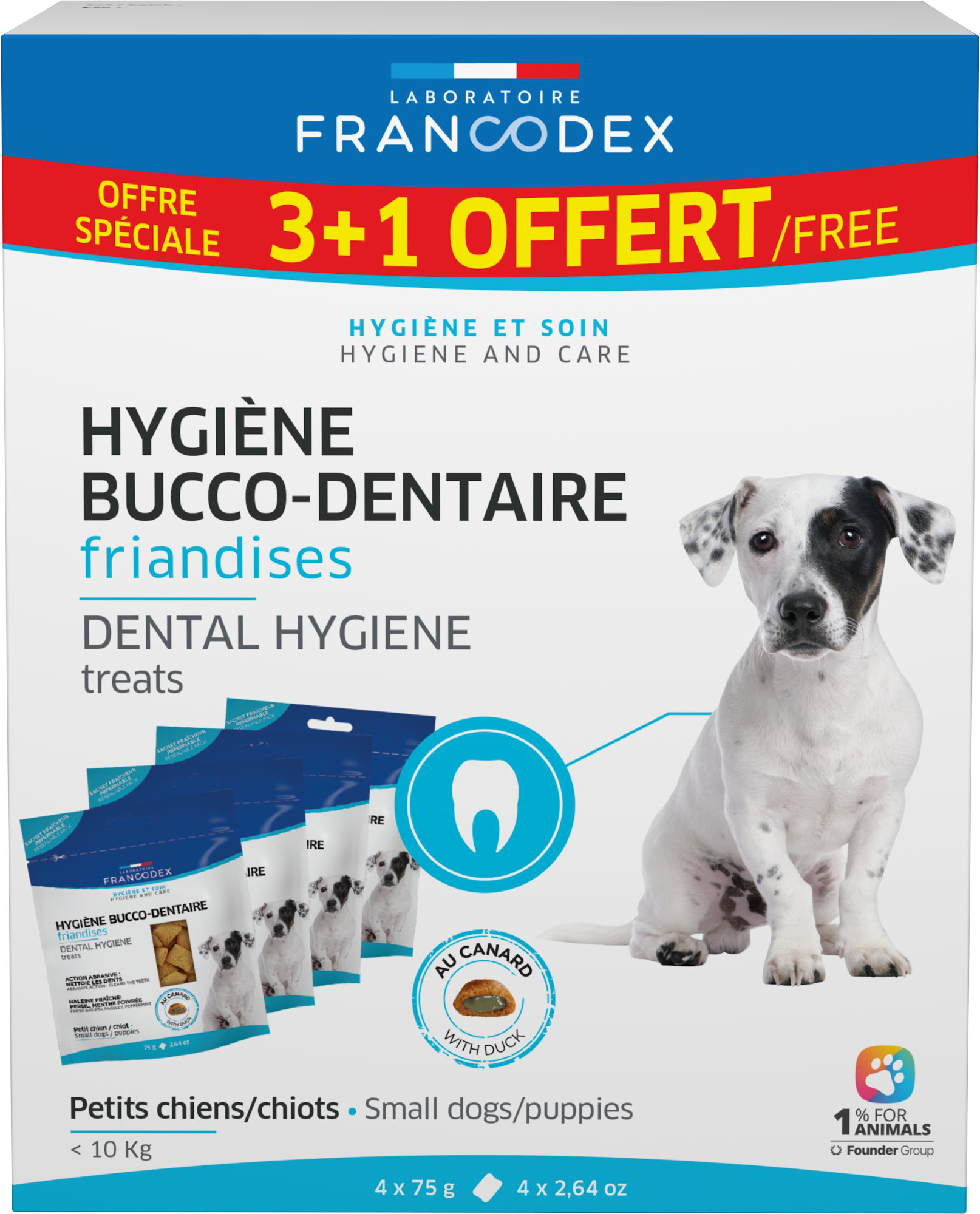 Francodex - Pack Promo Friandises Hygi&egrave;ne Bucco-dentaire pour Chiots et Chiens - 4x75g Image num&eacute;ro 1
