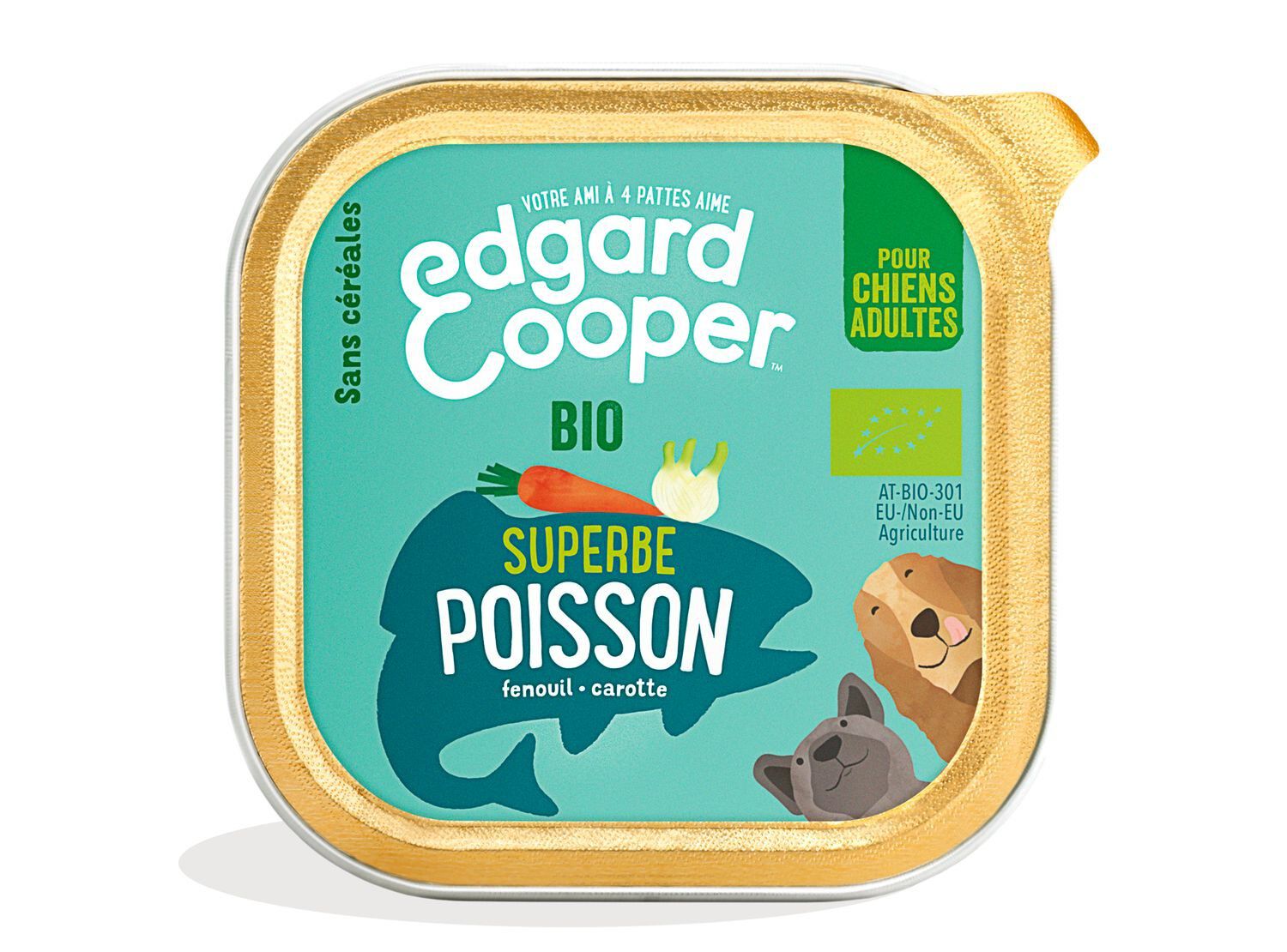 Edgard & Cooper - Barquette BIO au Poisson avec Carottes et Fenouil pour Chien - 100g Image num&eacute;ro 1