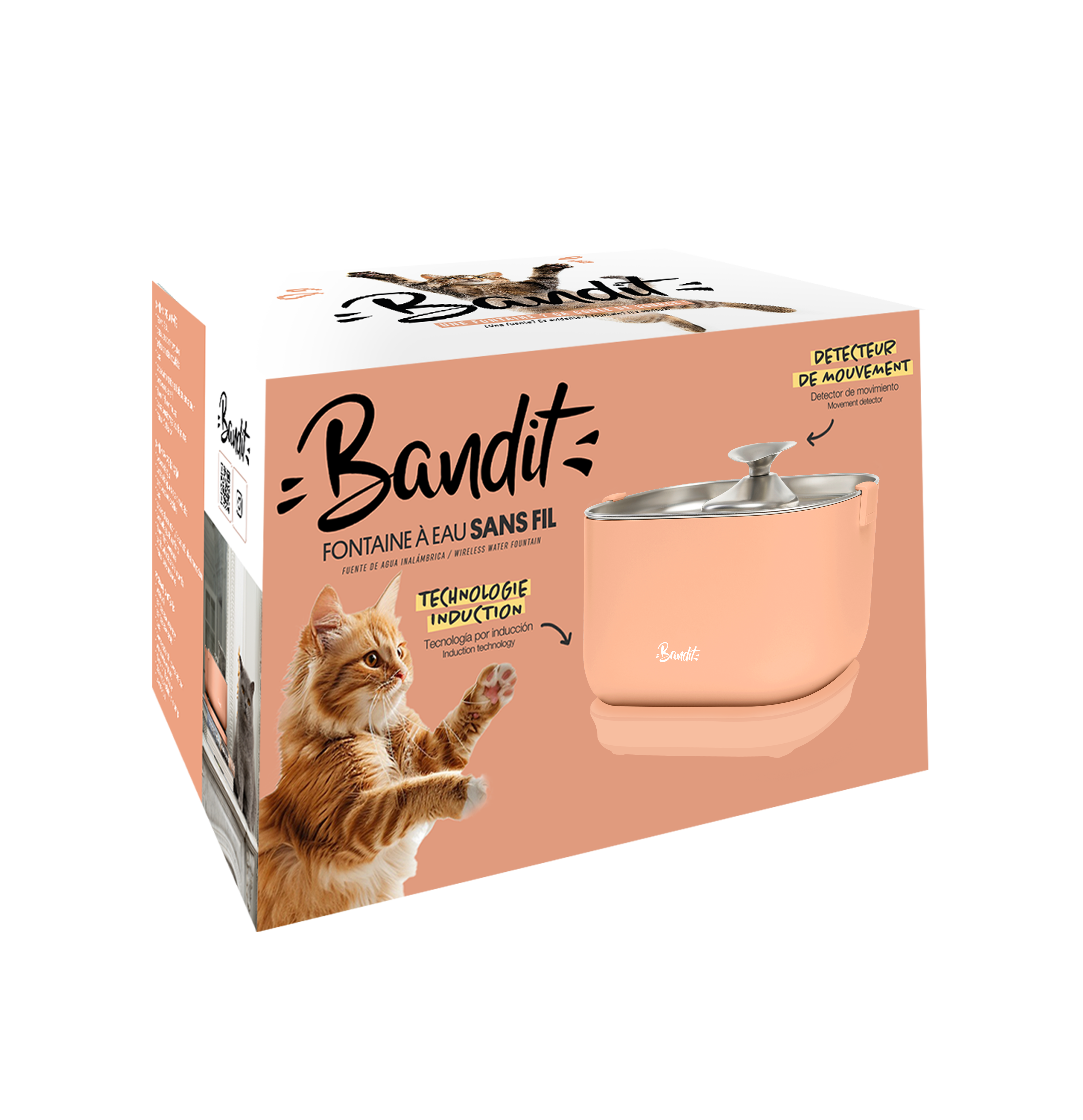 Bandit - Fontaine &agrave; Eau sans Fil 2,5L pour Chats - P&ecirc;che Image num&eacute;ro 3
