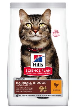 Hill's Science Plan - Croquettes Boules de Poils au Poulet pour Chat Sénior - 1,5Kg