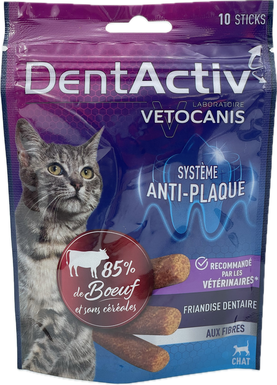 Vetocanis - Sticks Dentactiv au Bœuf pour Chats - x10