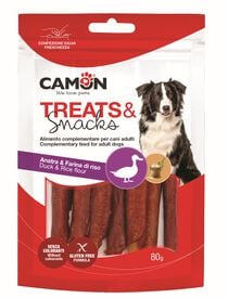 Camon - Friandises B&acirc;tonnets de Canard et Riz pour Chiens - 80g