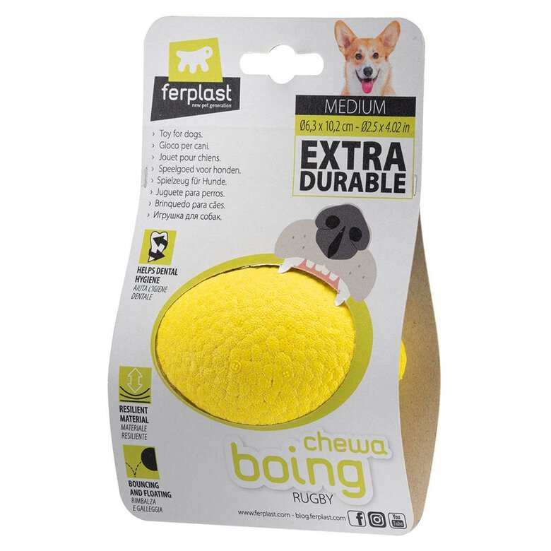 Ferplast - Balle Rugby Chewa Boing Jaune pour Chiens - M Image numéro 1 Ferplast - Balle Rugby Chewa Boing Jaune pour Chiens - M Image numéro 1