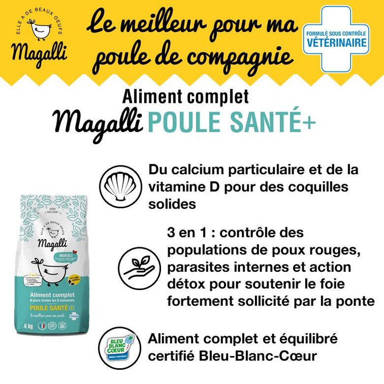 Magalli - Aliment Complet Poule Santé pour Basse-cour - 4Kg Image numéro 4 Magalli - Aliment Complet Poule Santé pour Basse-cour - 4Kg Image numéro 4