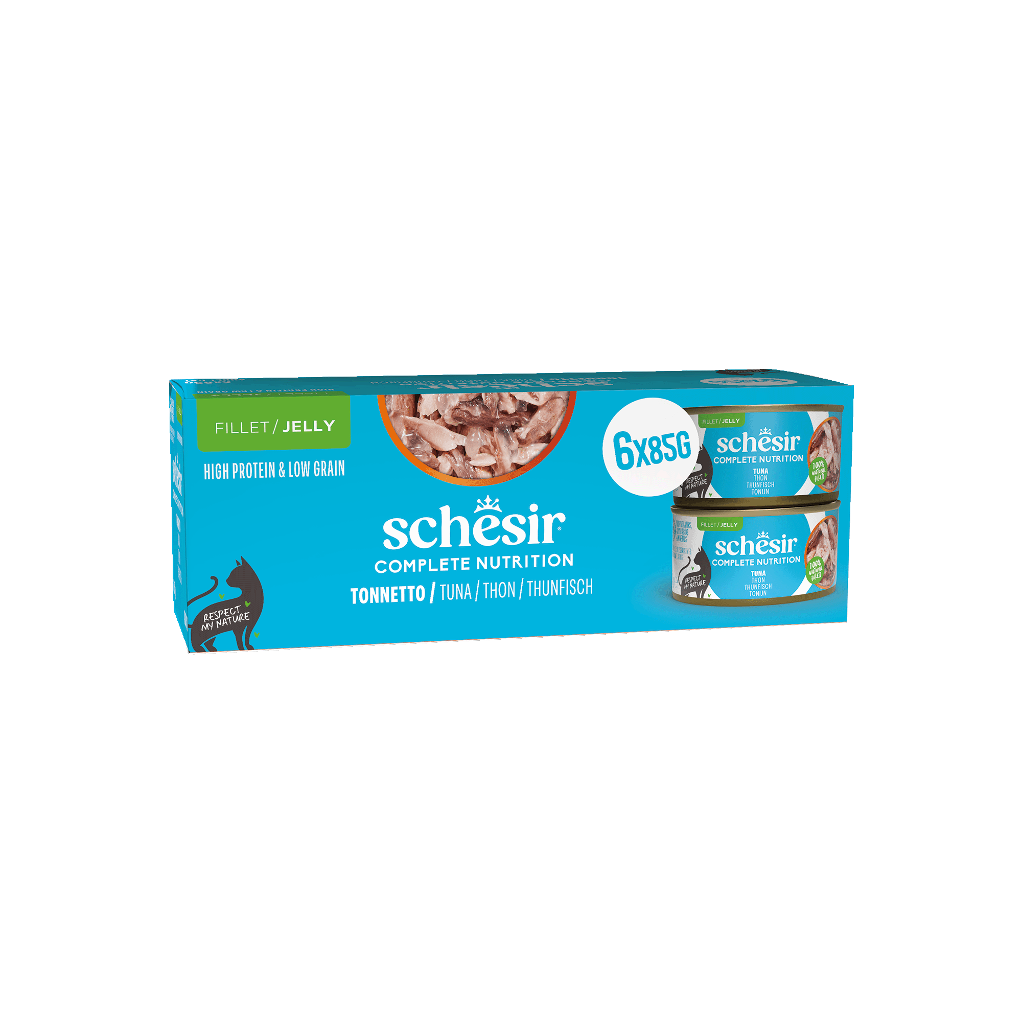 Schesir - P&acirc;t&eacute;e Complete Nutrition en Gel&eacute;e au Thon pour Chats - 6x85g Image num&eacute;ro 1