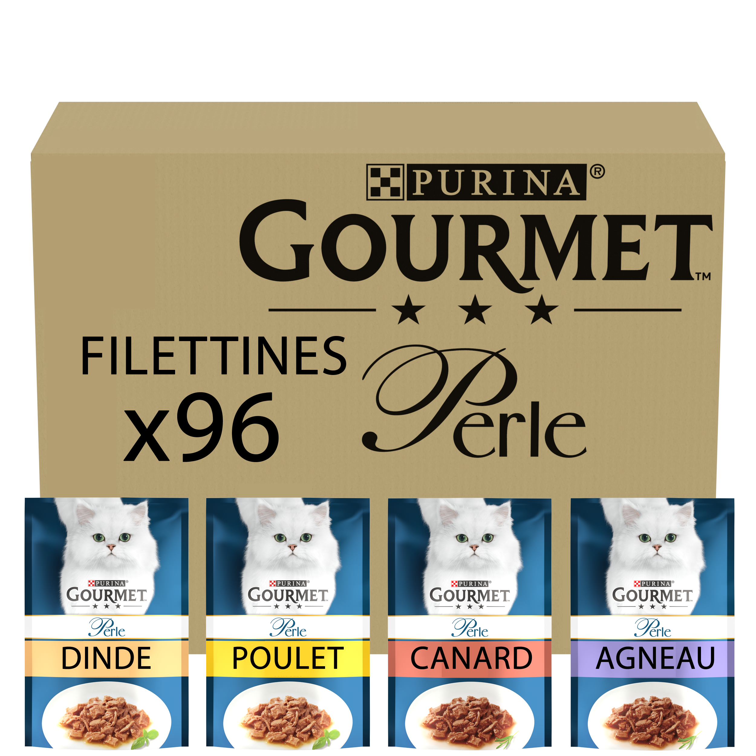 Gourmet - Sachets Repas PERLE Les Filettines en Sauce Multivari&eacute;t&eacute;s pour Chats - 96x85g Image num&eacute;ro 1