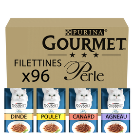 Gourmet - Sachets Repas PERLE Les Filettines en Sauce Multivari&eacute;t&eacute;s pour Chats - 96x85g