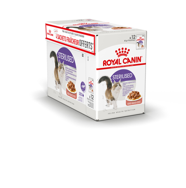 Royal Canin - Bouchées en Sauce Sterilised pour Chats - 12x85g dont 4 Gratuits