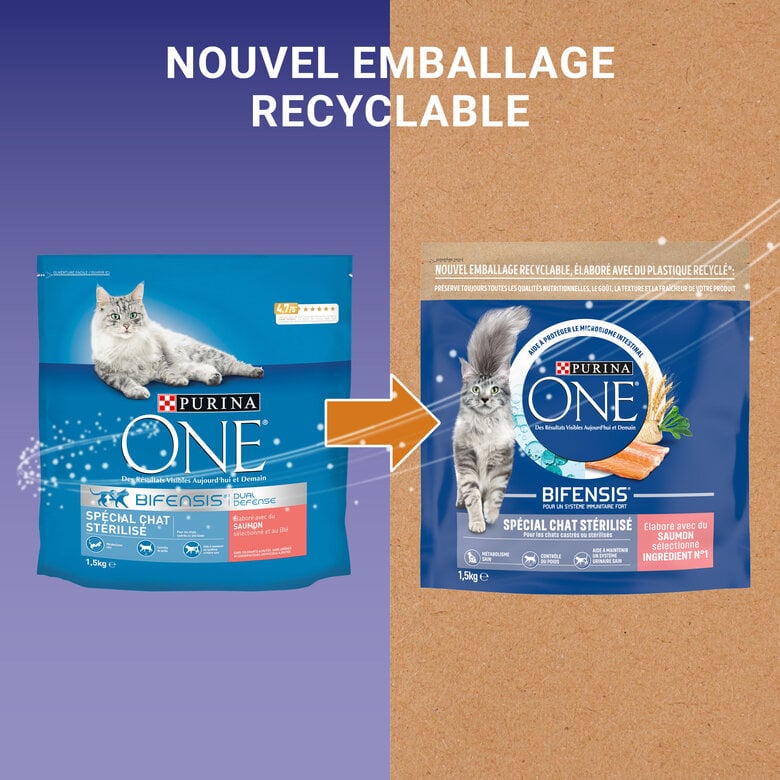Purina One - Croquettes au Saumon et Blé pour Chat Adulte Stérilisé - 1,5Kg Image numéro 3 Purina One - Croquettes au Saumon et Blé pour Chat Adulte Stérilisé - 1,5Kg Image numéro 3