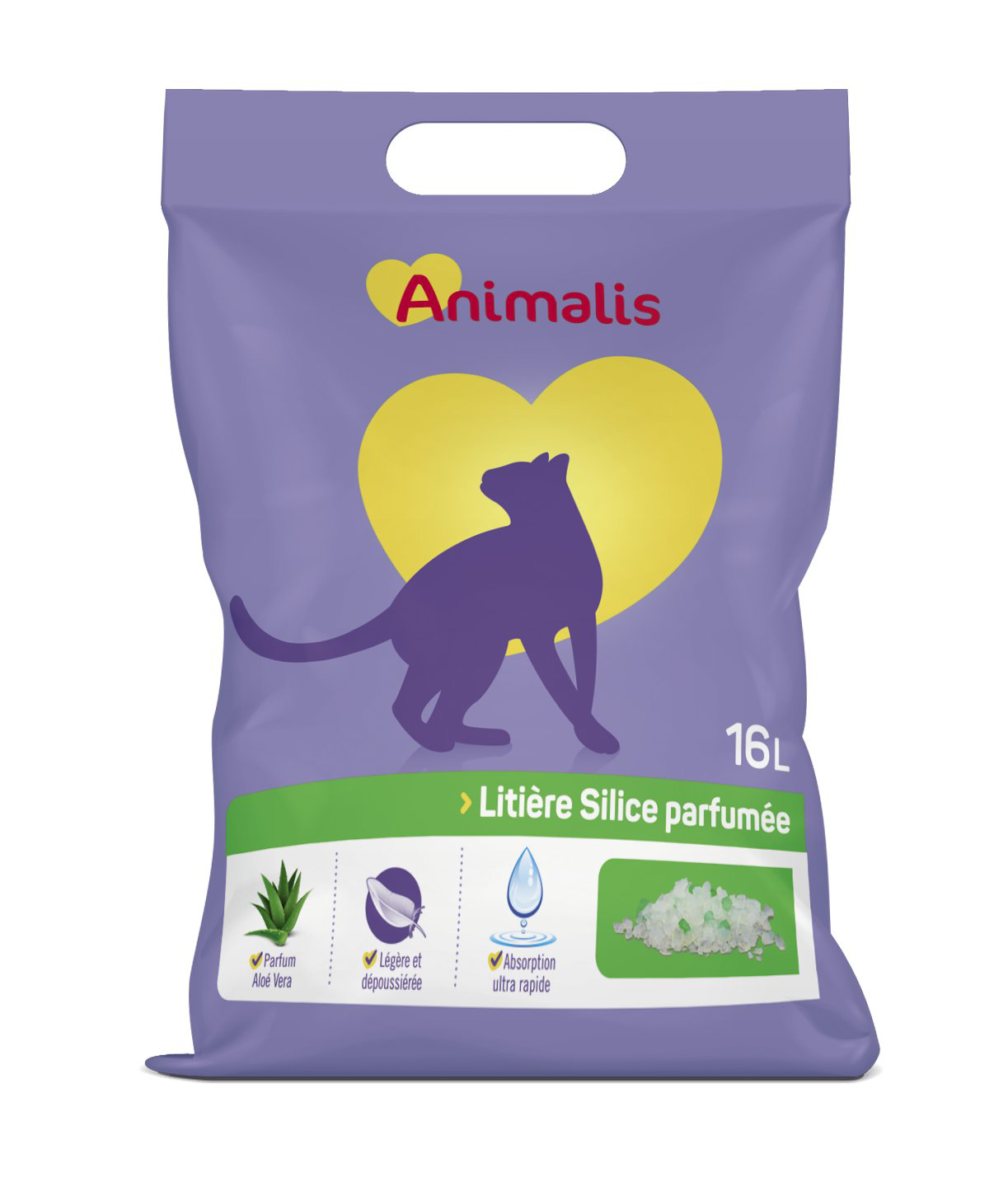 Animalis - Liti&egrave;re Silice Parfum&eacute;e Aloe Vera pour Chat - 16L Image num&eacute;ro 1